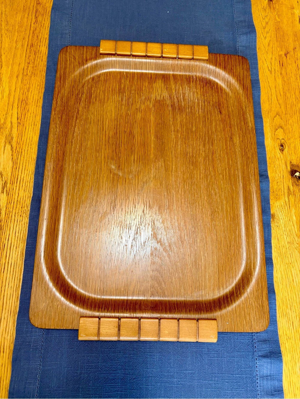 Vintage Overton Bentwood Oak Serving Tray MCM Blonde Wood Handles #310